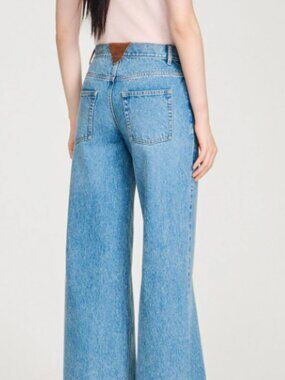 Sandro - Faded wide straight-leg jeans - Blue Jean
